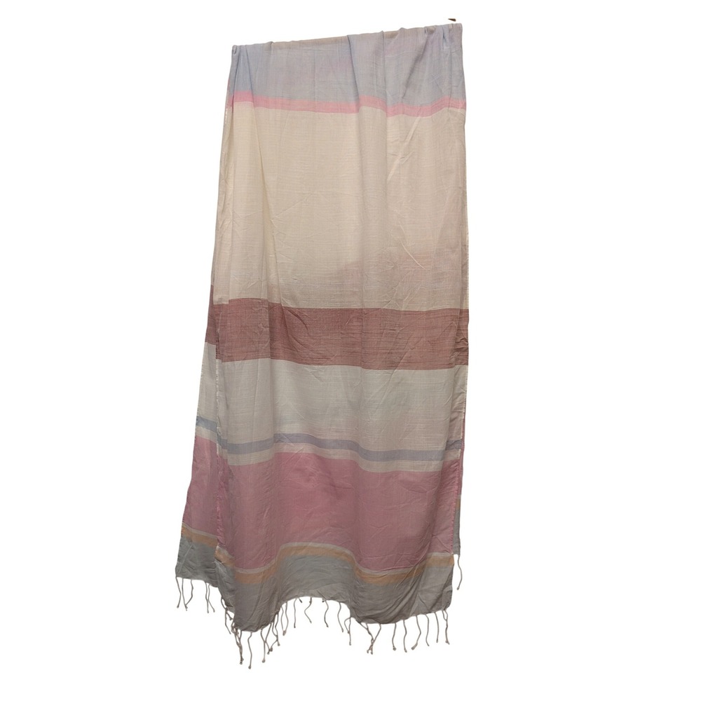 J.Crew Striped 100% Cotton Scarf Sarong Beach Coverup Minimalist Lightweight